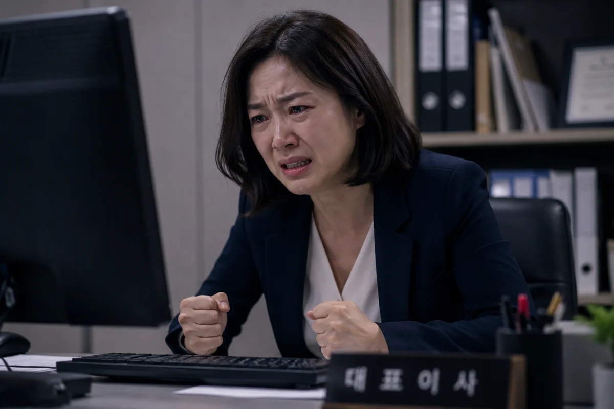 부산 사실혼 해소 재산분할|모니터를 보며 분노와 슬픔을 느끼는 대표이사