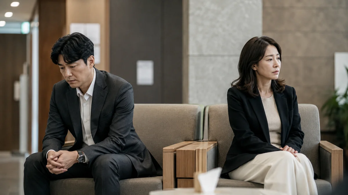 부산 혼인취소 사유|법률 상담이나 이혼 소송을 앞둔 심각한 분위기의 남녀