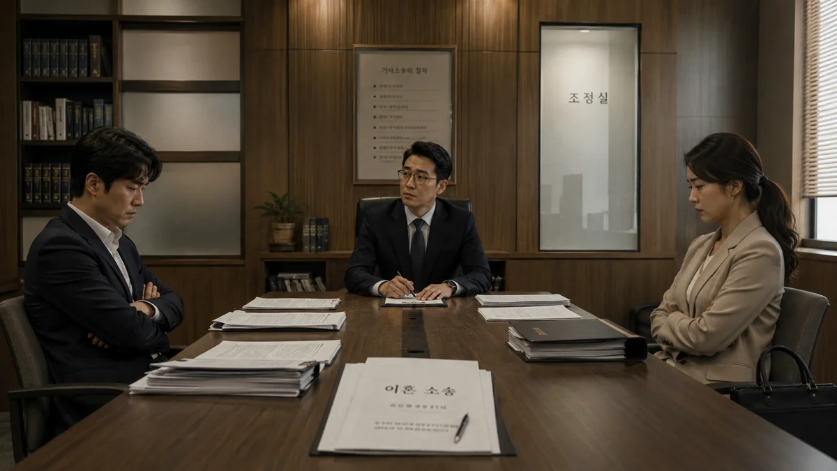이혼소송 송달|이혼 소송 및 조정을 진행 중인 법률 상담 장면
